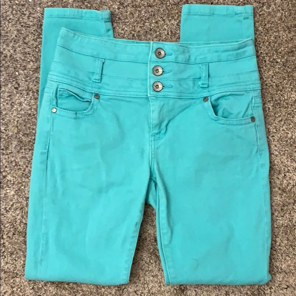 Sz 6 Turquoise Refuge High Waisted Skinny Jeans